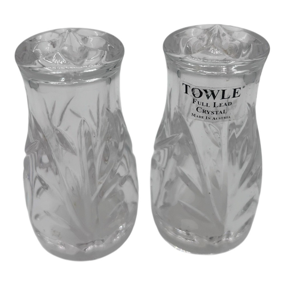 Towle Full‎ Lead Crystal Salt & Pepper Set Made In Austria Luxury Perfect Gift